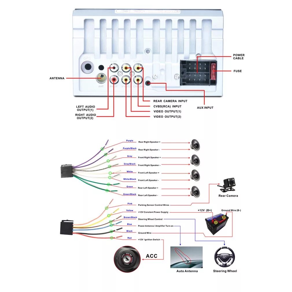 Распиновка китайских автомагнитол. Схема подключения китайского магнитофона 2 din. Схема подключения 2 Дина магнитолы. Схема подключения магнитолы Пионер 2din. Схема подключения 2 пин магнитолы