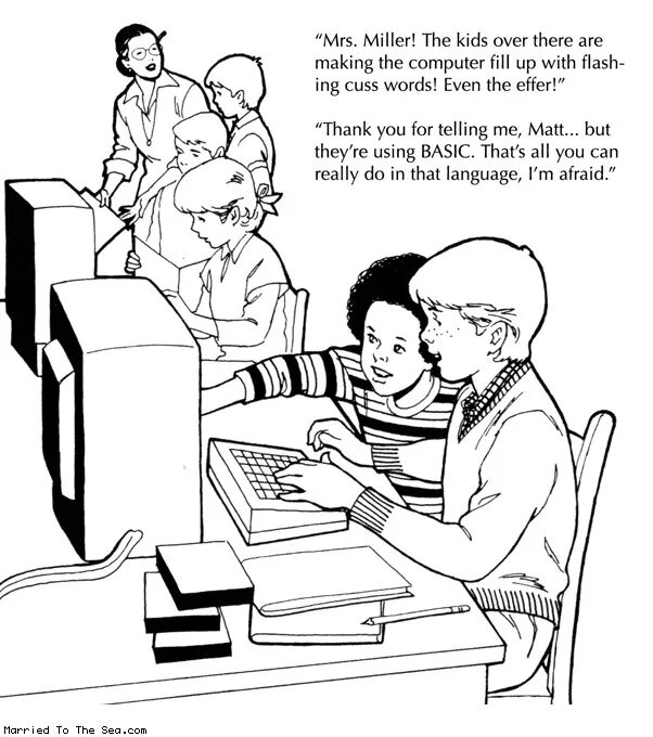 13 плохих слов. Бейсик комиксы. Юмор на тему Информатика. Они пишут. Комикс связанная с информатикой.
