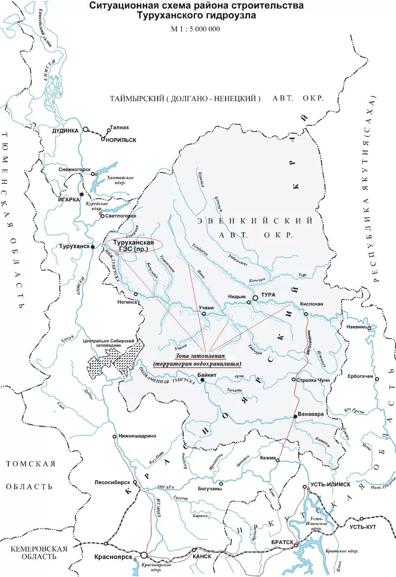Туруханский край на карте