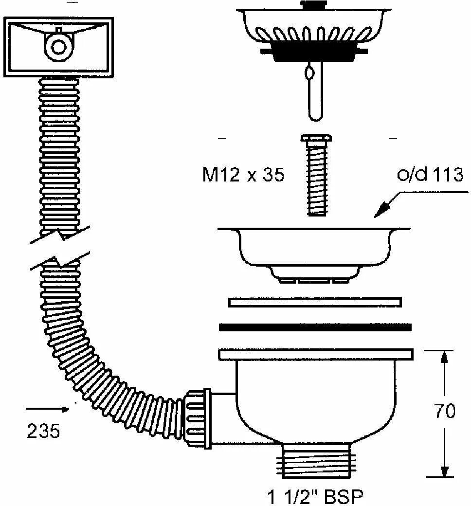 MCALPINE of2-113s. MCALPINE ofr2-113s. Кухонный выпуск 113 ø мм с прямоугольным переливом MCALPINE or2-113s. Сифон для кухонной мойки km1vp схема установки.