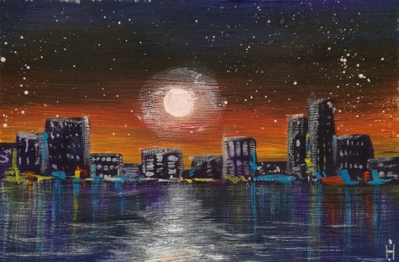 граттаж ночной город. ночной город для срисовки. картина по номерам ночной город. рисуем ночной город. ночной город нарисовать красками.