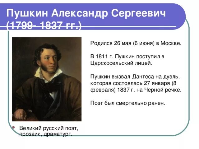 Сколько лет было пушкину когда он поступил. Сколько лет было пушкину когда он поступил