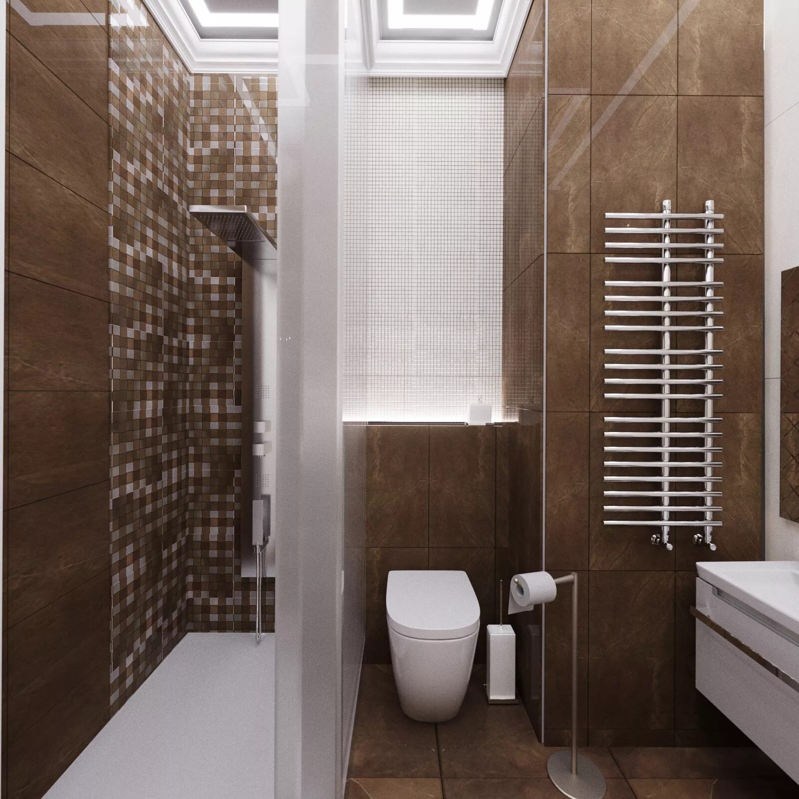 Photo of bathroom tiles in brown tones (45 Photos)