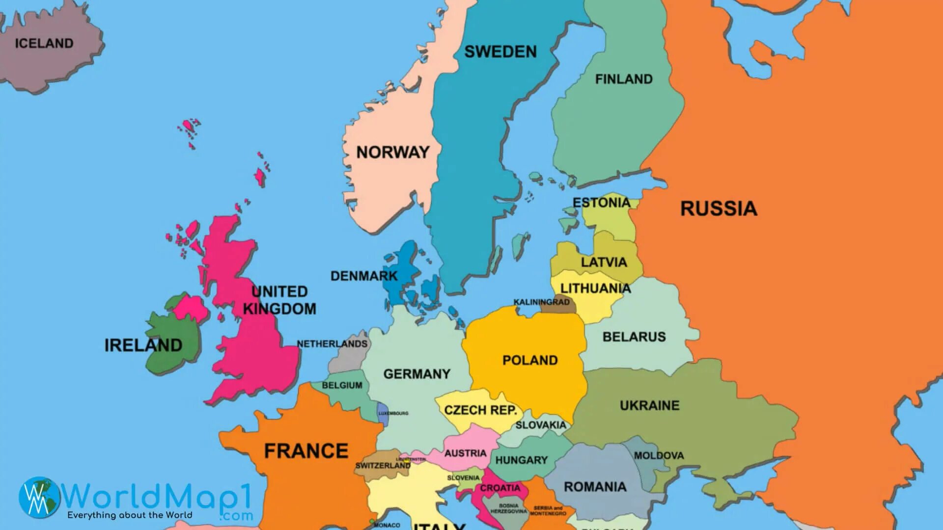 Карта - Европа. Карта Европы со странами. Политическая карта Европы. Карта государств Европы. Европейские столицы карта