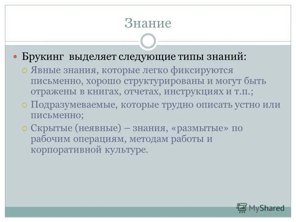 типы знания