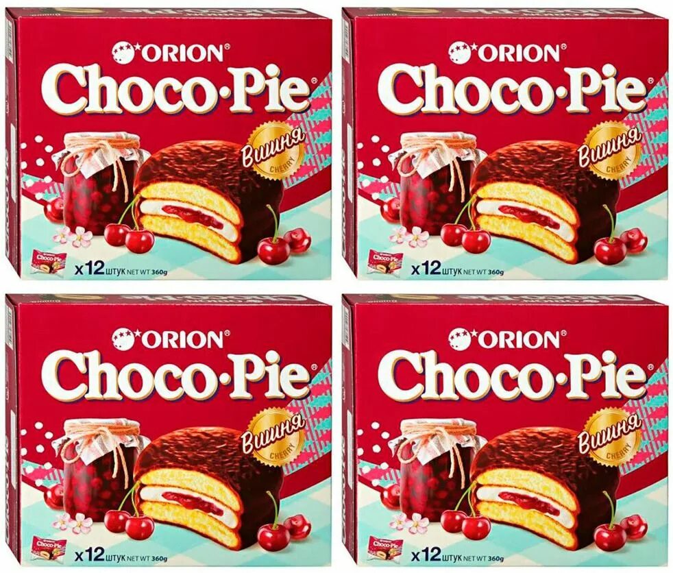 Чоко пай 12 штук. Choco pie Orion вишня. Пирожное Choco pie Орион 30гр. Чоко Пай Орион 30 гр. Орион Чоко Пай вишня 360гр (12*30гр).