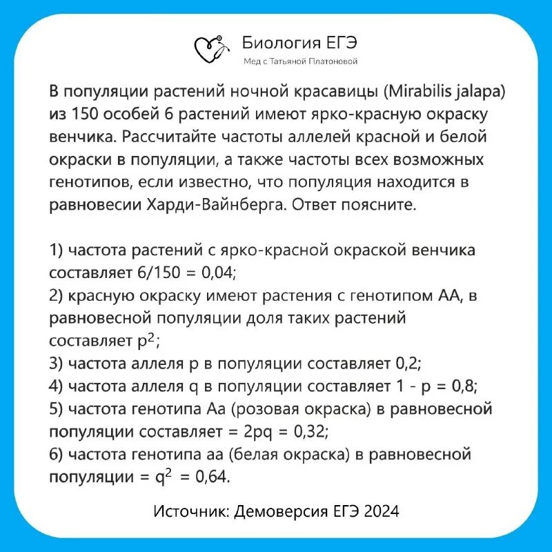 закон харди вайнберга егэ 2024