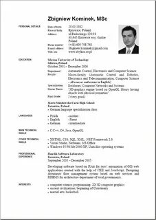 Резюме на английском пример