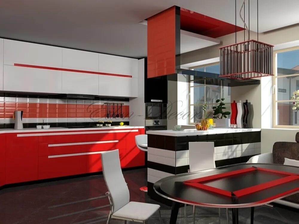 красно-черная кухня в интерьере. красно черная кухня. кухня с красными акцентами. кухонный мебель avangard stil. красные кухни.
