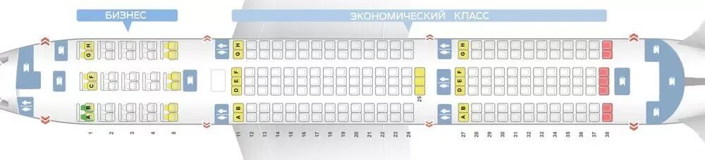 Схема расположения кресел в самолёте Boeing 767-300ER авиакомпании Icelandair - 