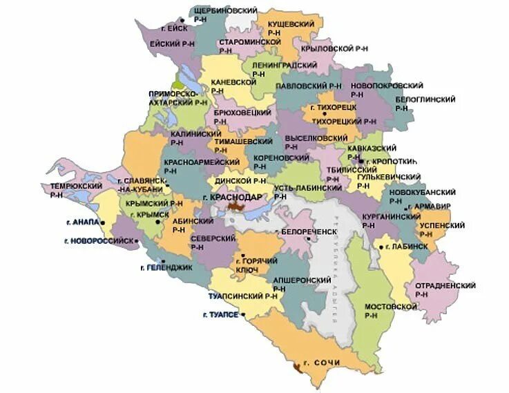 Республика адыгея входит в краснодарский край. Карта Краснодарского края с районами. Краснодарский край карта с городами и поселками. Карта Краснодарского края с районами и городами. Краснодарскиймкрай на карте.