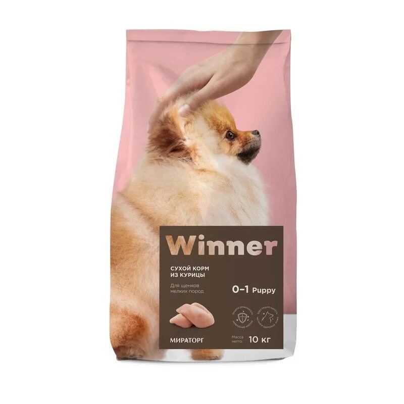 Сухой корм для мелких пород. Корм для собак мираторг winner для мелких пород. мираторг виннер для щенков мелких пород. винер мираторг для собак корм для щенков. корм для щенков winner курица 10 кг.
