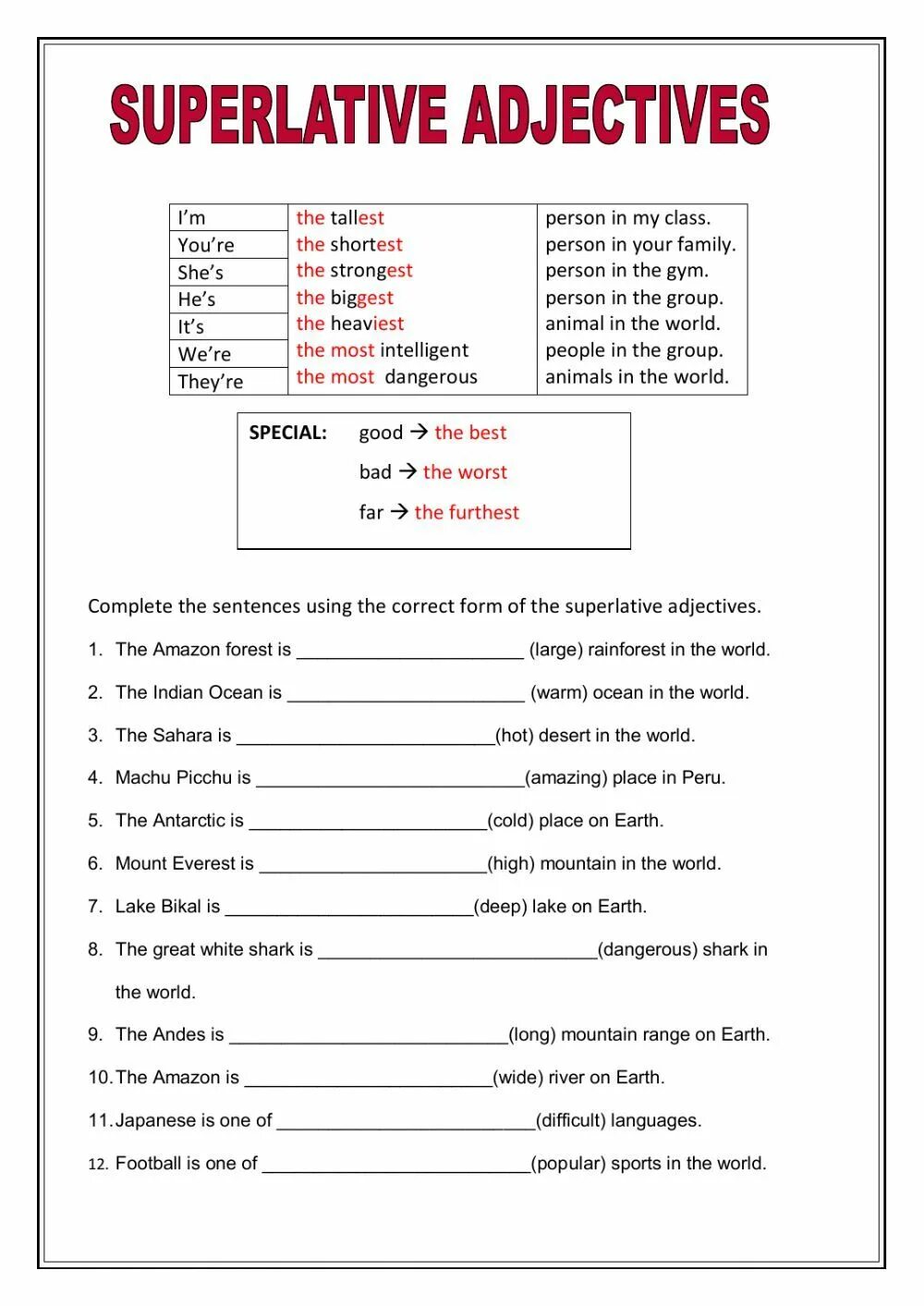 Worksheets прилагательных. Superlatives Worksheets. Comparatives Worksheets. Superlative adjectives exercises for Kids. Comparatives esl