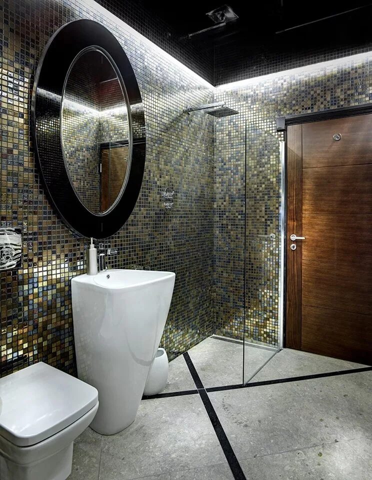 Зеркальная мозаика в ванной. Стильный интерьер ванной. Мозаика хай тек. Плитка мозаика черная. Стильные ванные комнаты.