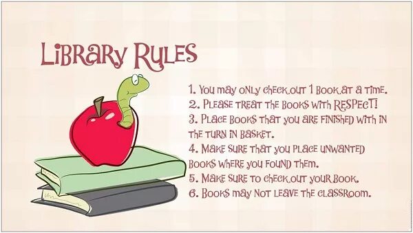 Library rules. Rules in the library.
