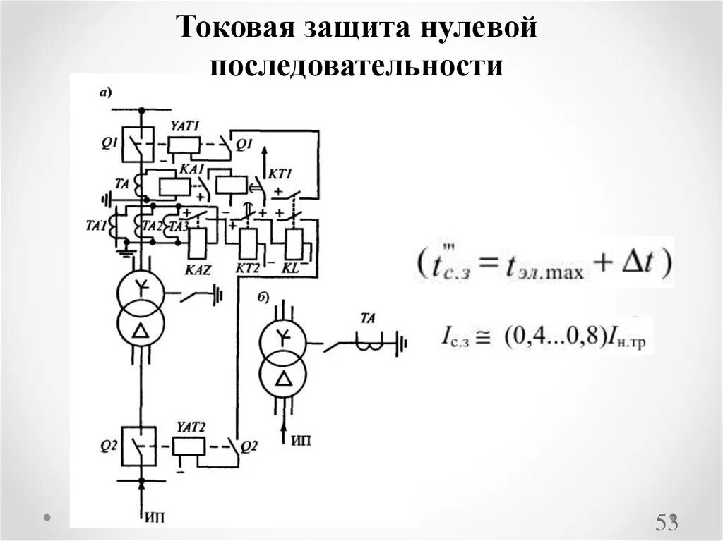 Схема защиты нулевой последовательности трансформатора. Схема токовой направленной защиты нулевой последовательности. Токовая защита нулевой последовательности трансформатора схема. Схема фильтра напряжения нулевой последовательности.