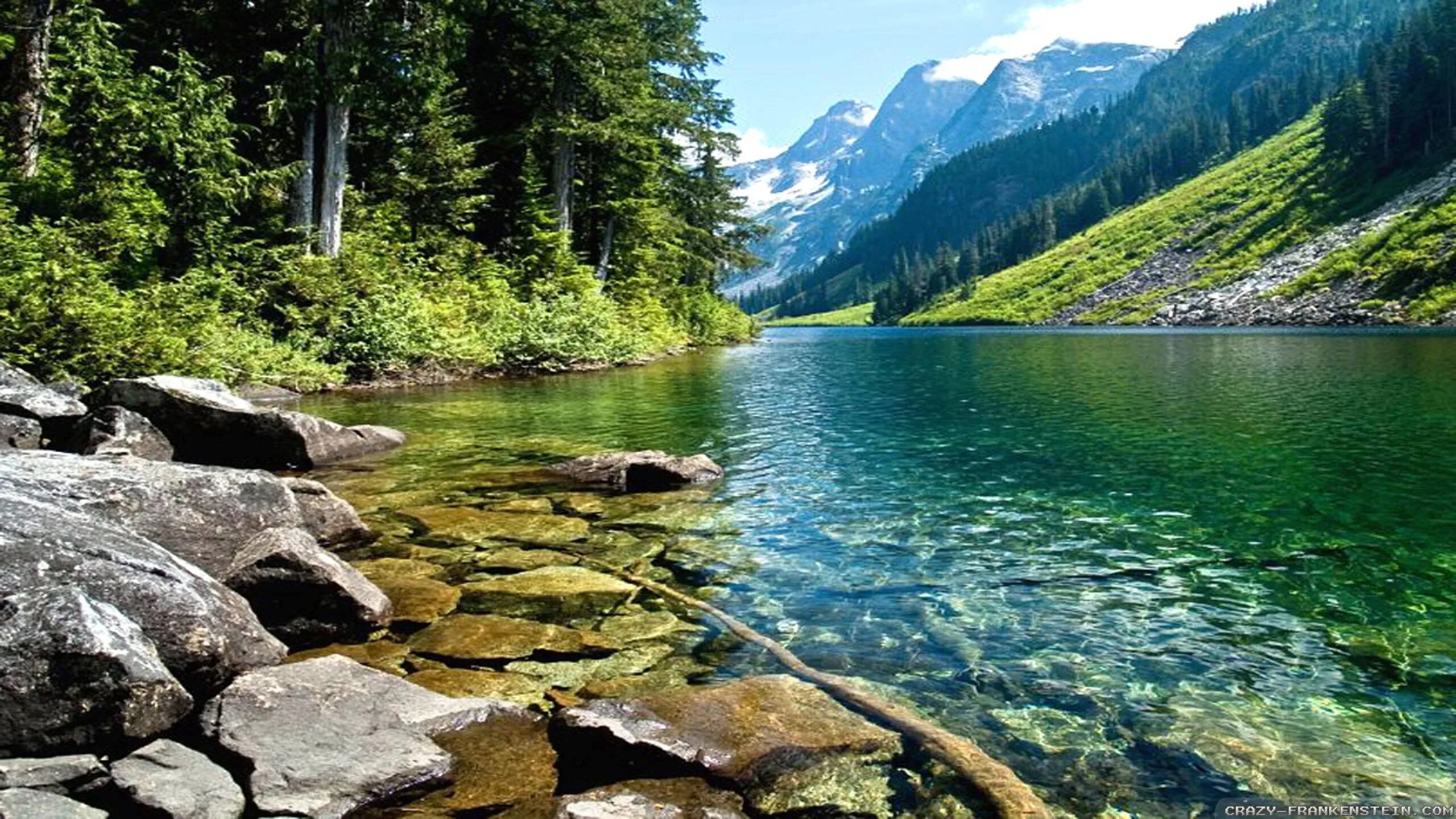 Фотообои озеро в горах. Прозрачная вода Горная река. Лето река.