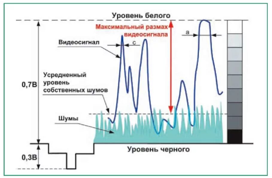 Какова несущая частота телевизионного сигнала. Как выглядит аналоговый видеосигнал. Аналоговый видеосигнал осциллограмма. Уровни видеосигнала. Телевизионный сигнал.