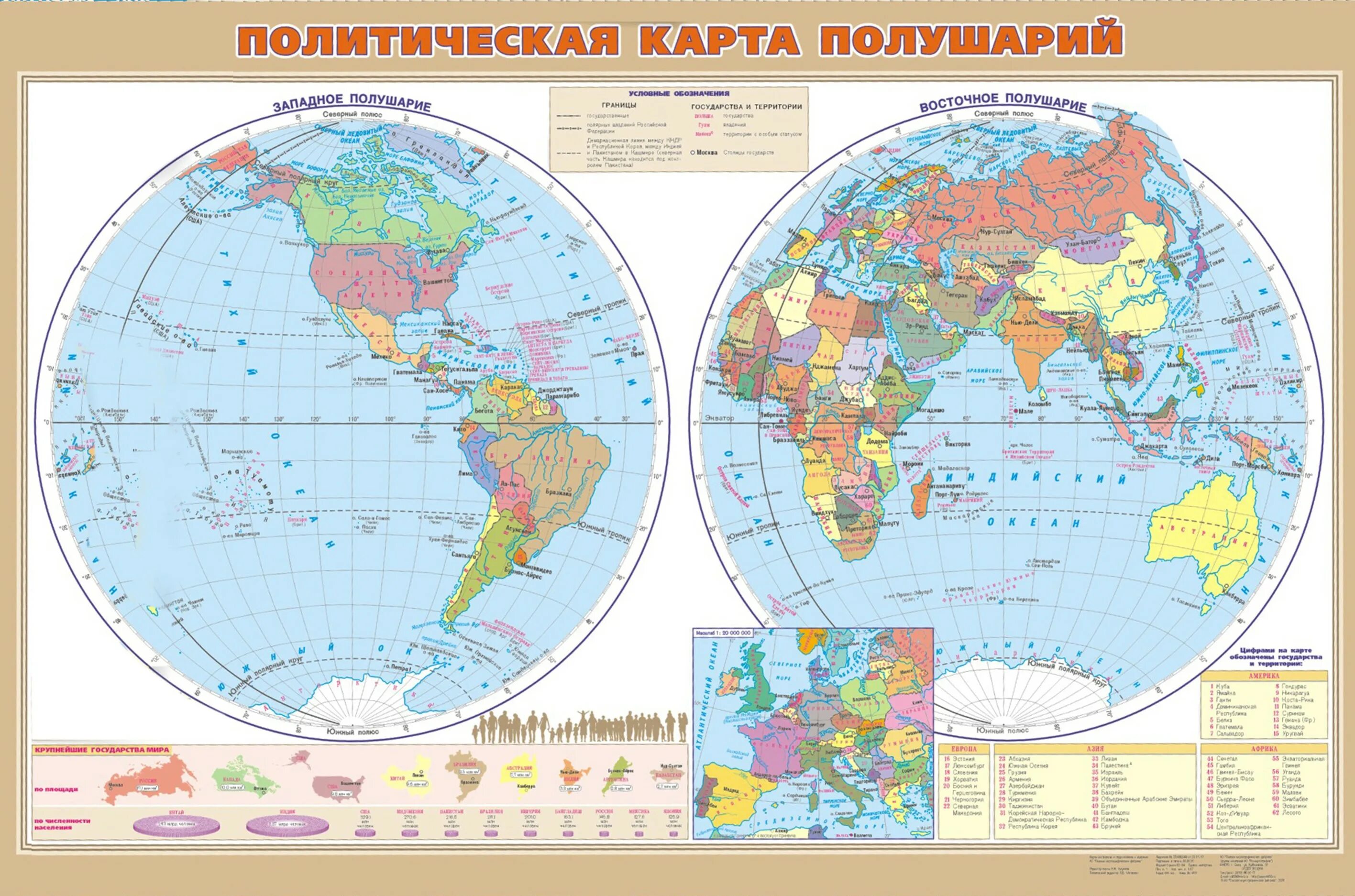 Политическая карта полушарий в атласе 5 класс. Политическая карта полушарий со странами.