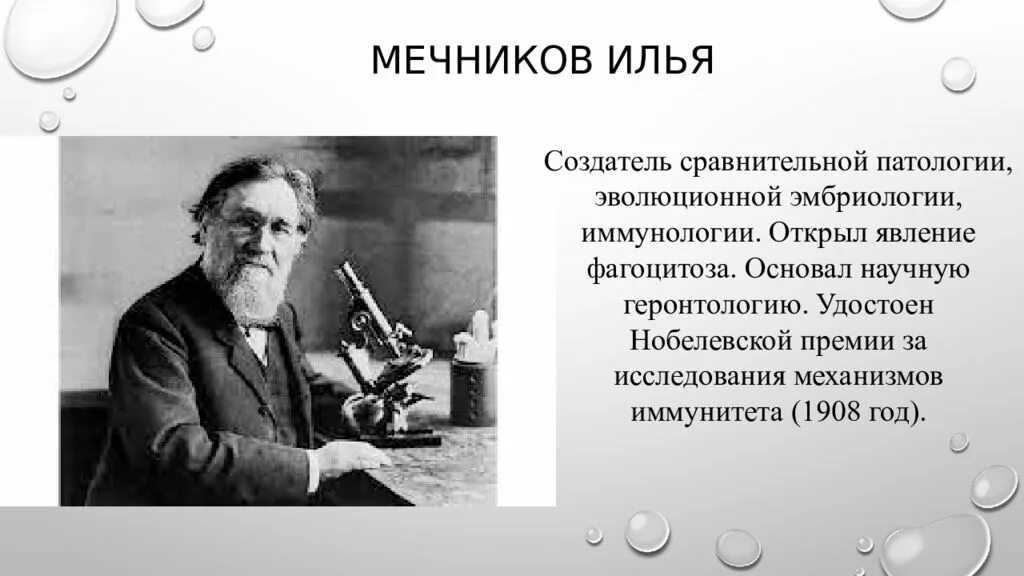 Какое явление открыл мечников. Выдающиеся учёные России Мечников.