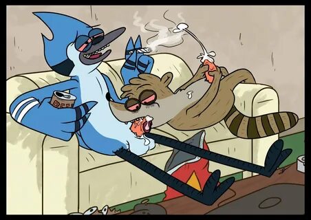 mordecai, rigby, regular show, 2014, anthro, avian, balls, bird, blue jay, cum...