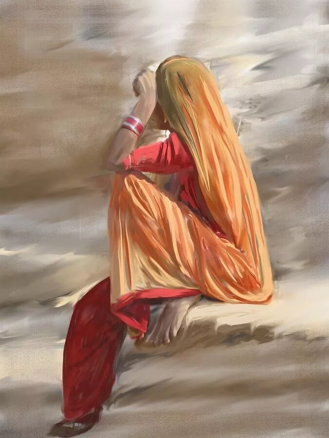 Veil painting. Босая индианка живопись. Божественная стыдливость страдания. Иллюстрация femme indian. Картины индианки ракурс со спины.