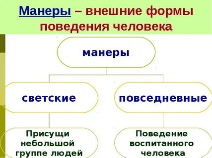 Виды манер поведения