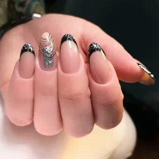 Черный с серебром френч дизайн