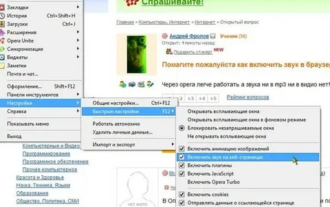 Opera нет звука