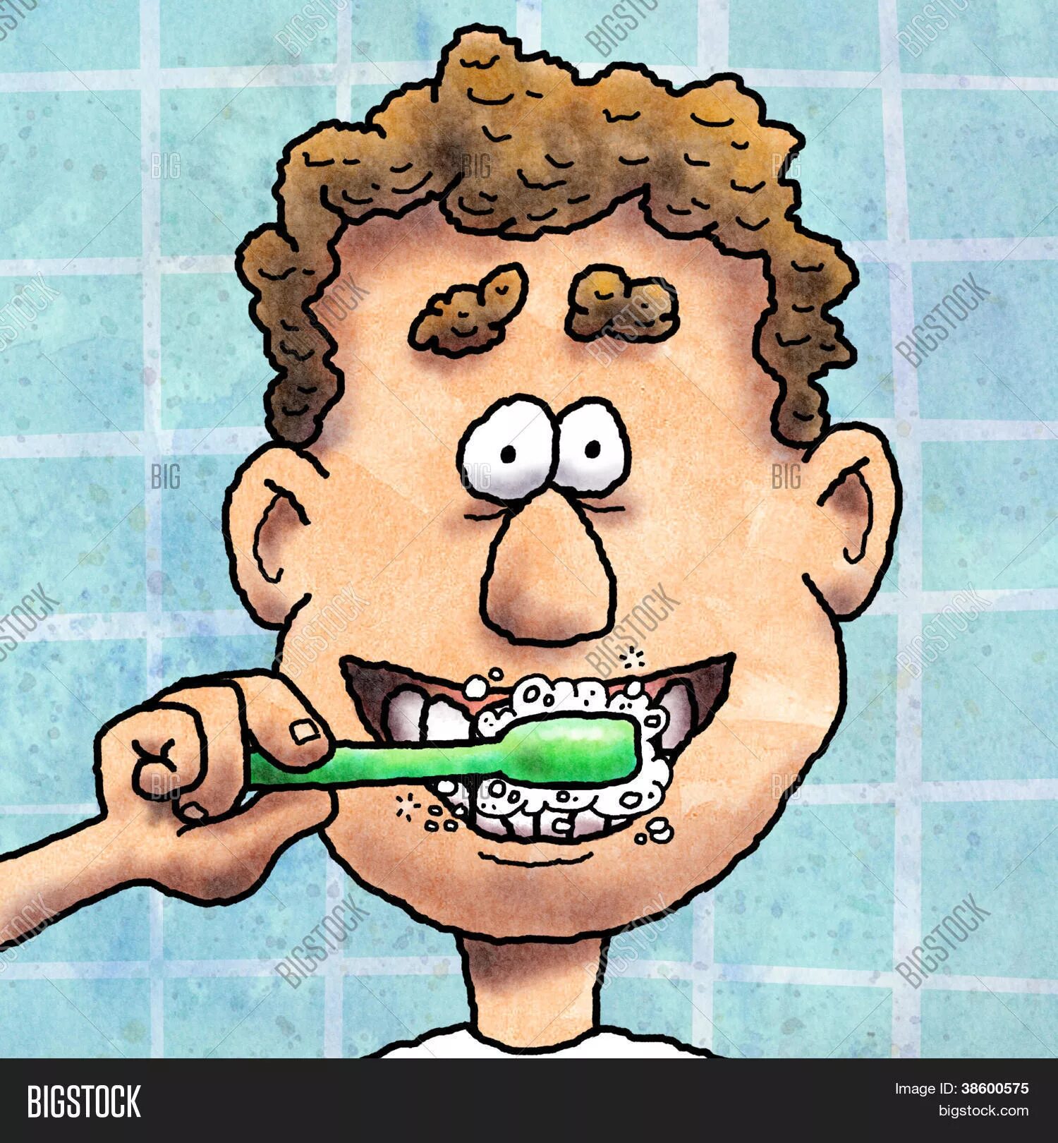 He brush his teeth