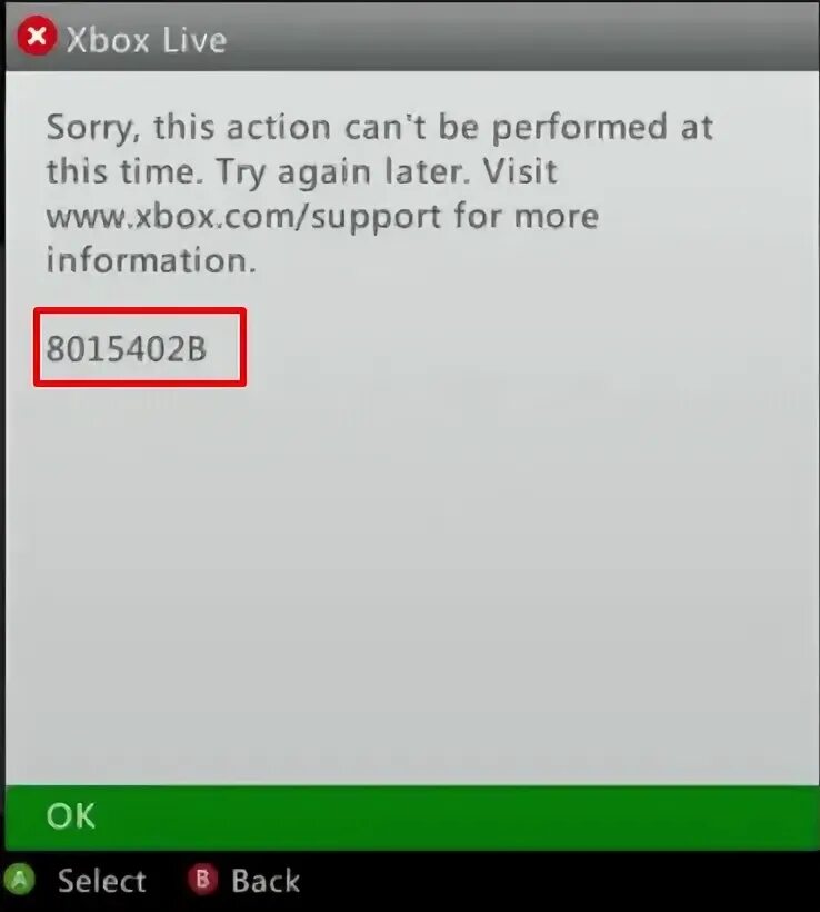 Ошибка 360. Ошибка Xbox Live. Ошибка Xbox Live 8015402b. Ошибка в Xbox 8015402b. Ошибки Xbox 360.