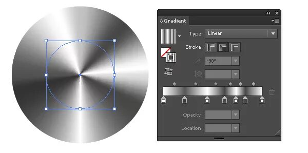 Виды градиентов в adobe illustrator. Радиальный градиент в иллюстраторе. металлический градиент в illustrator. серебряный цвет в иллюстраторе. градиенты для иллюстратора.