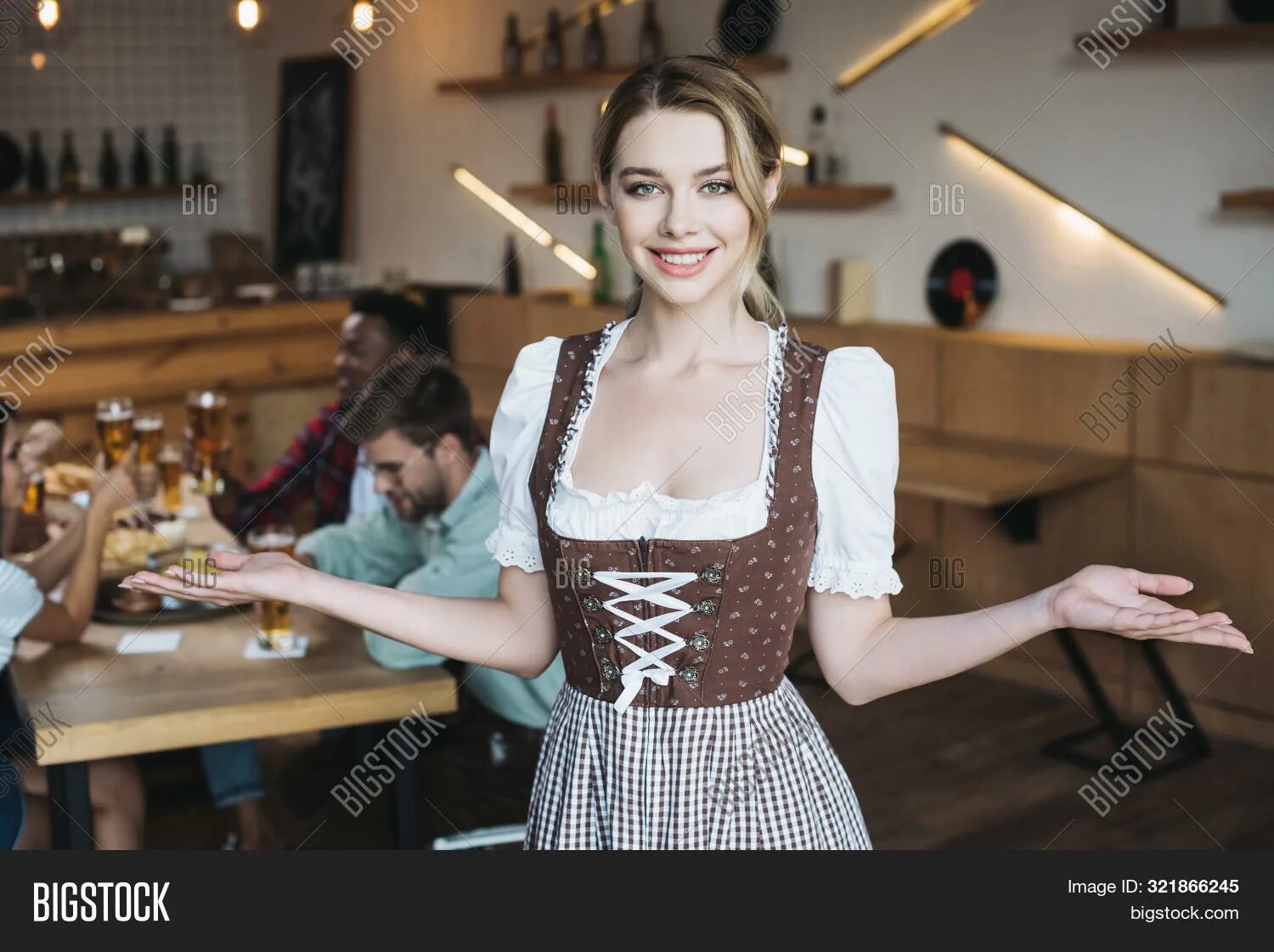As a waitress