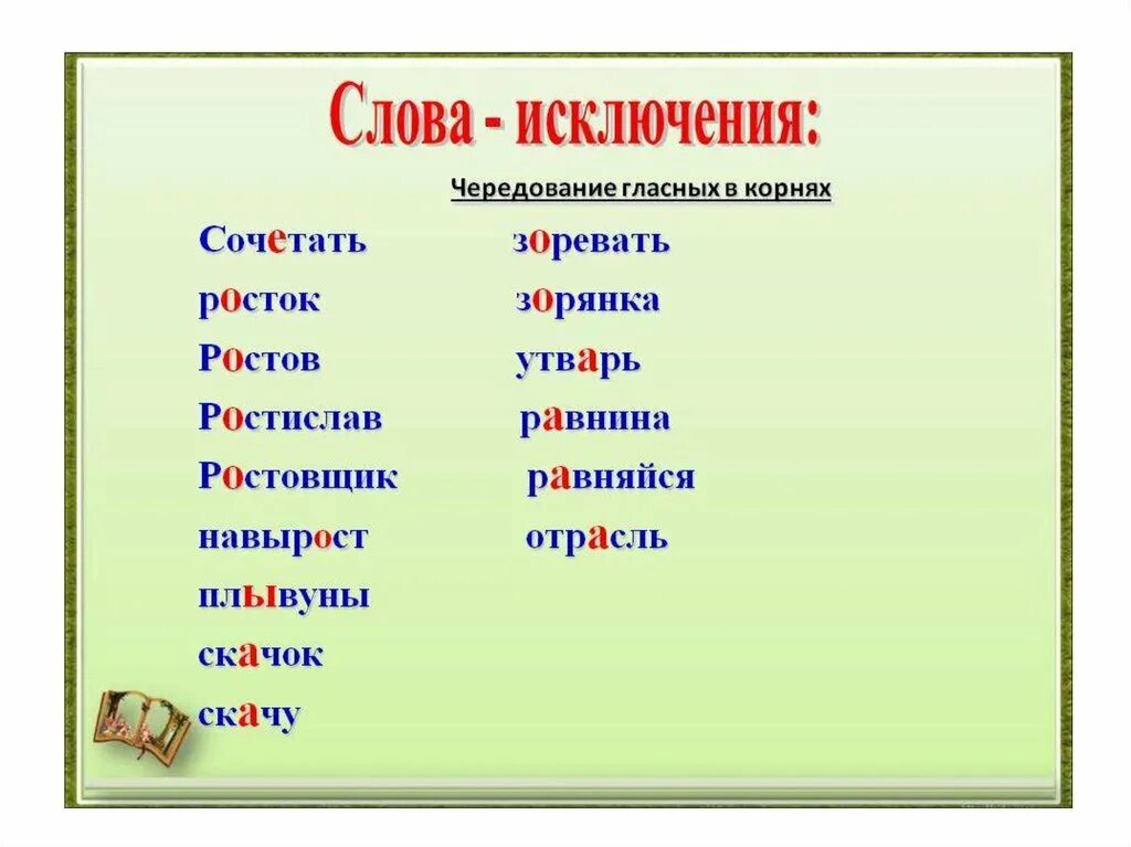 Гласные в корне исключения. Исключения чередующихся гласных в корне. чередование гласных в корне слова исключения. слова исключения чередующиеся гласные в корне. исключения чередующихся гласных в корне слова.