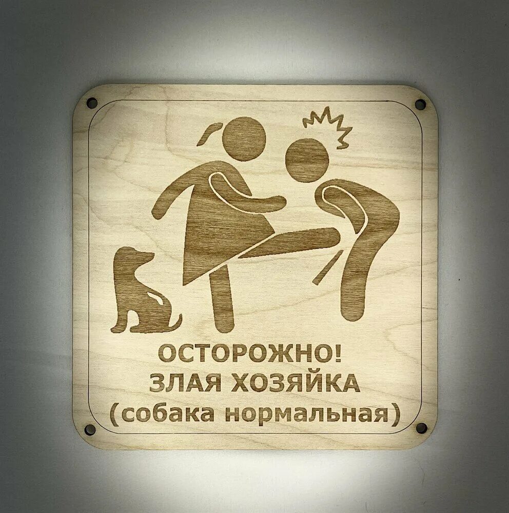 табличка злая хозяйка собак