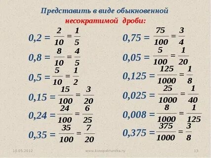 0 075 в обыкновенную дробь