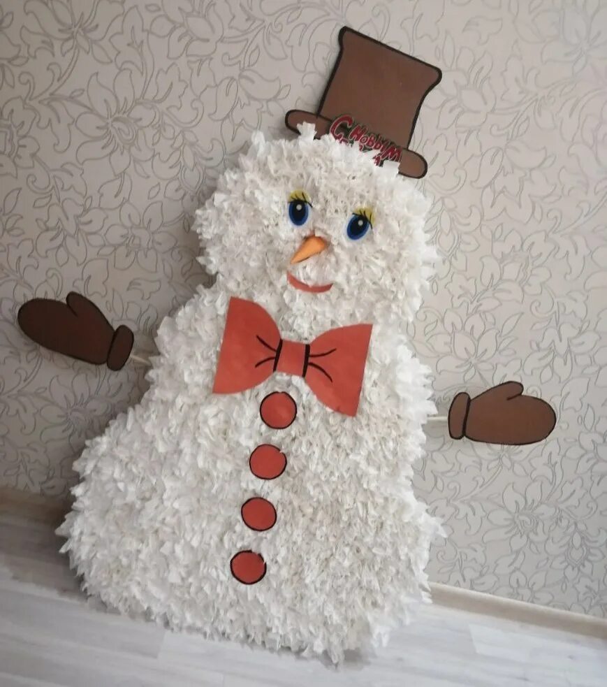 снеговик из салфеток.