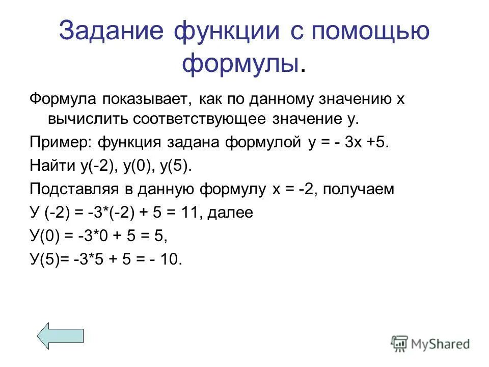 Какой формулой можно задать функцию