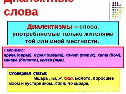 Слова употребляемые жителями одной местности