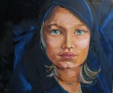 Картина девочка с голубыми