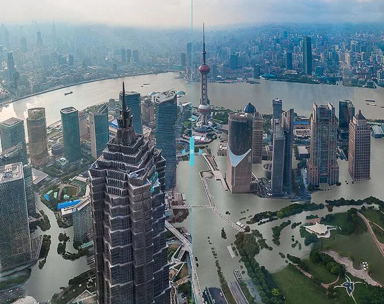 Какой будет выглядеть. Шанхай и Нью Йорк. Шанхай к 2100. Нью Йорк 2050. Нью-Йорк 2100.