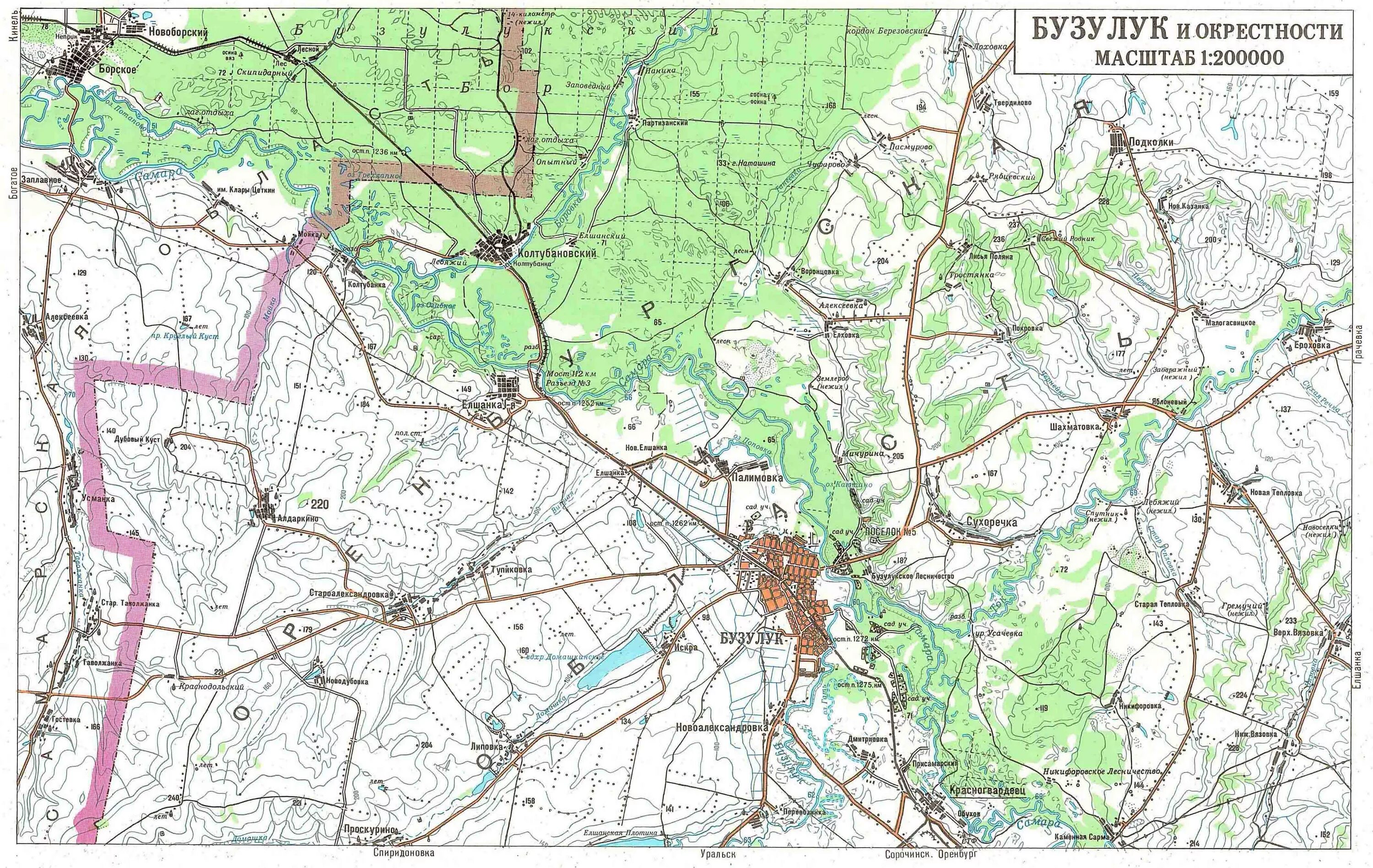 Топографическая карта оренбурга