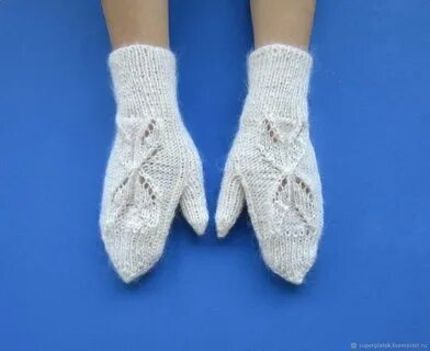 Варежки вязаные спицами женские