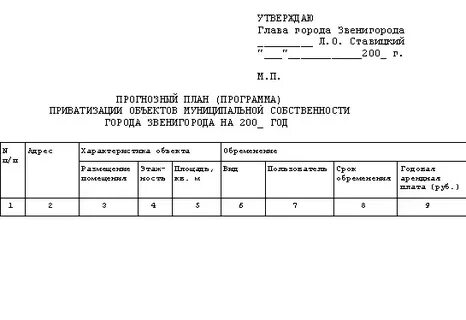 Утверждение программы приватизации
