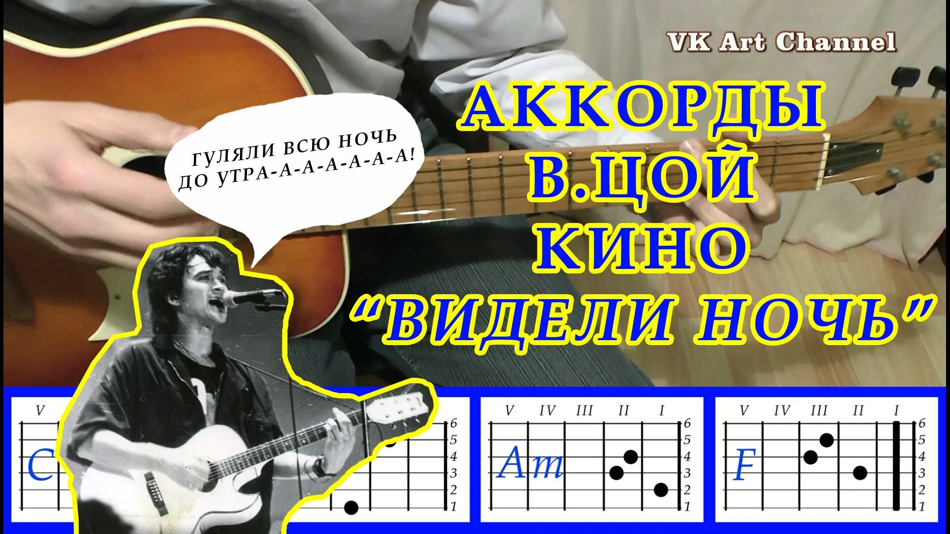 Спокойная ночь аккорды вступления. Цой гуляли всю ночь до утра.