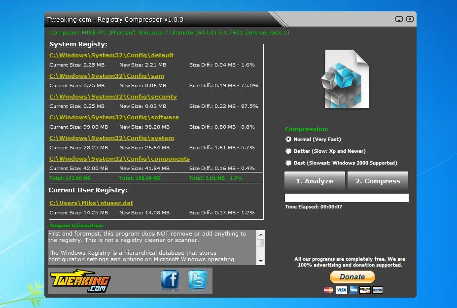 Tweaking. Com Tweaker. Total Compressor. Tweaking.com_Registry_Backup_Portable. Register program