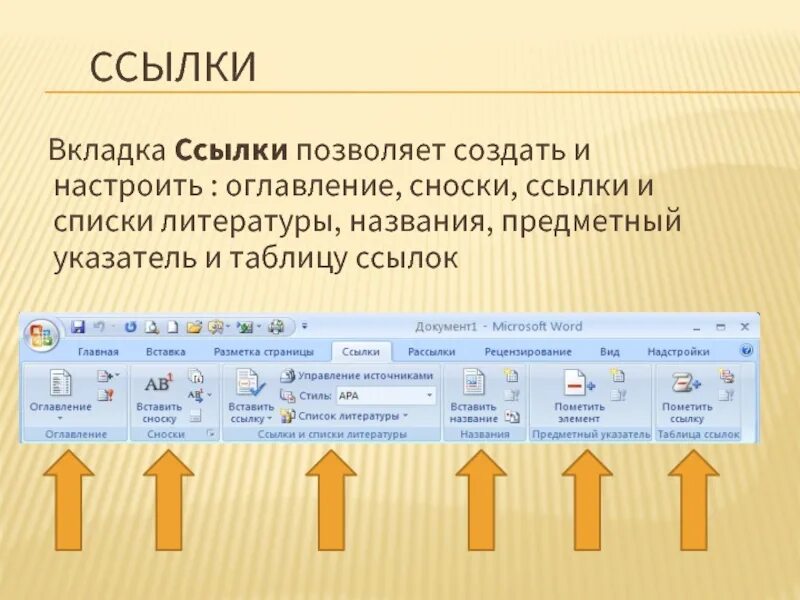 Оглавление сноски. Вкладка ссылки. Вкладка ссылки в Word. Вкладка ленты ссылки. Microsoft Word вкладка ссылки что это.