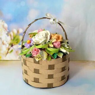 Открытка корзинка с цветами своими руками