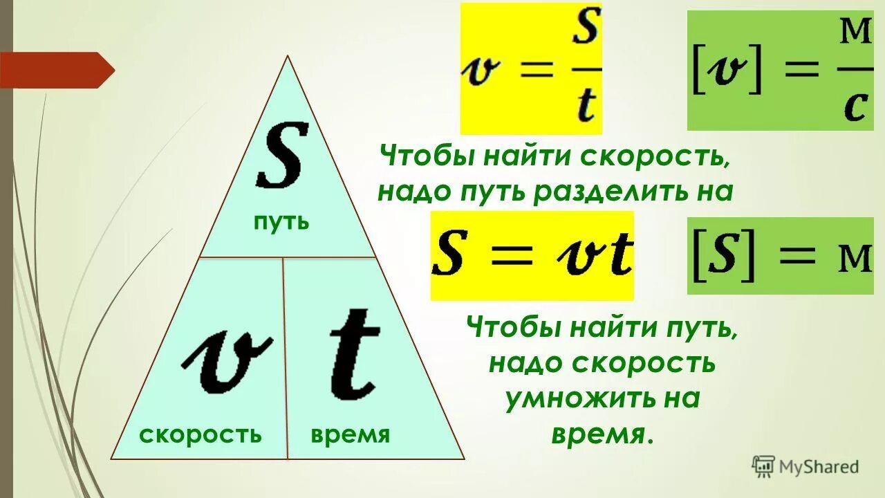 Скорость движения время формула