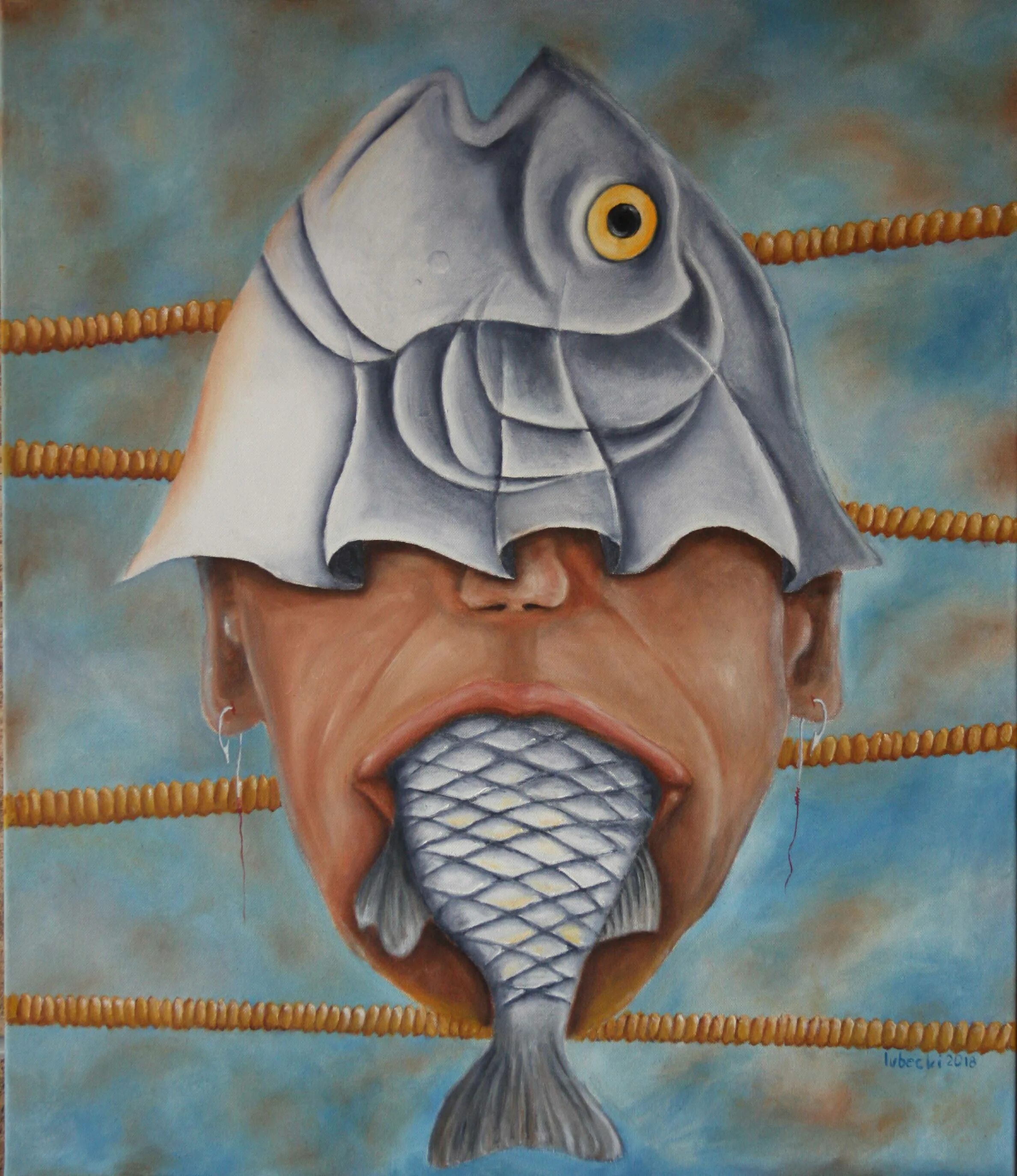 Человек рыбка. Человек с рыбьей головой арт. Кармическая рыба